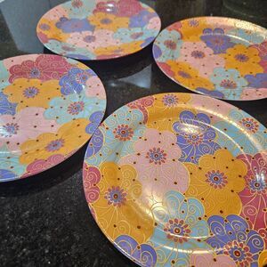 Four Loja Do Gato Preto By Marina Reis Ramos “The Cat & I” Salad Plates 7.5"